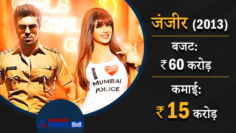 2013 में आई अमिताभ बच्चन की फिल्म जंजीर की रीमेक जंजीर भी बॉक्सऑफिस पर औंधे मुंह गिरी। 60 करोड़ रुपए के बजट मं बनी यह फिल्म 15 करोड़ रुपए ही कमा पाई। फिल्म में साउथ के सुपरस्टार रामचरण तेजा और बॉलीवुड की देसी गर्ल प्रियंका चोपड़ा लीड रोल में थे।