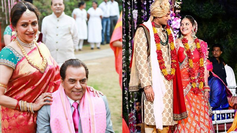 बेटी के सात फेरों के दौरान धर्मेंद्र- हेमा मालिनी एक-दूसरे के साथ नजर आए। दोनों बेटी की शादी की रस्मों को गौर से देखते रहे थे।