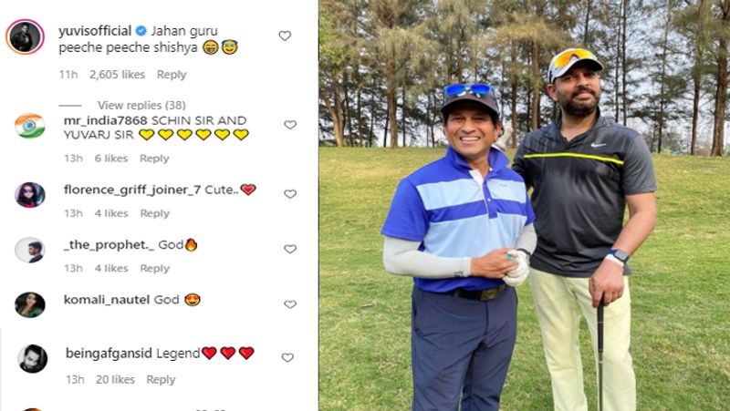 क्रिकेट के इन दो दिग्गजों की फोटो को महज 13 घंटे में लगभग 7 लाख लोगों ने लाइक कर दिया है। सोशल मीडिया पर दोनों की तस्वीर तेजी से वायरल हो रही है। किसी ने दोनों 'लीजेड' बताया, तो युवी ने लिखा- 'जहां गुरू वहां शिष्य।'