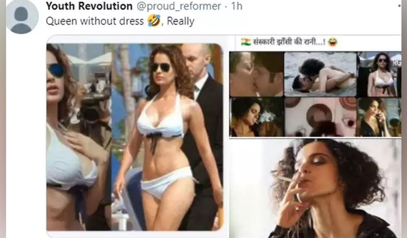 लोगों ने कंगना के बोल्ड और हॉट फोटोशूट के अलावा उनकी फिल्मों के सेंशुअल तस्वीरों का पुलिंदा शेयर किया है और पूछा है- क्या यही रोल मॉडल हैं?