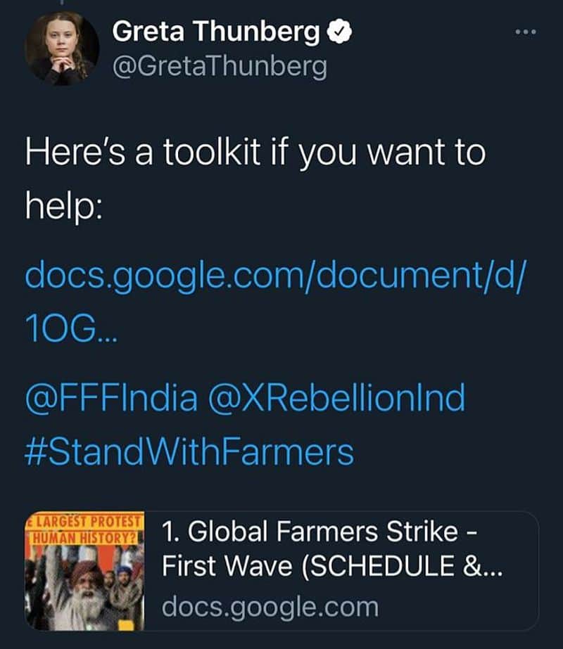 greta thunberg intention to target india in the name of support farmers protest have exposed