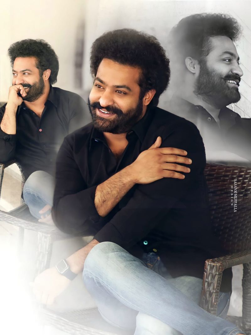గెడ్డంతో, మెలితిప్పిన మీసాలతో చాలా గాంభీరంగా ఆకట్టుకునేలా ఉన్నాడు ఎన్టీఆర్. గొండు బెబ్బులిని తలపిస్తున్నారు.