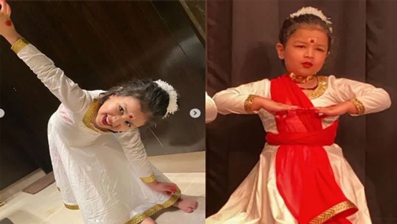 धोनी की वाइफ साक्षी अक्सर जीवा की फोटो शेयर करती रहती हैं। इस फोटो में वह क्लासिकल डांस करती और वैसे ही ड्रेस पहने नजर आ रही थी।