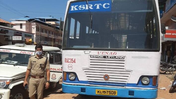KSRTC bus stolen from Kottarakara found from parippally KSRTC bus stolen from Kottarakara found from parippally
