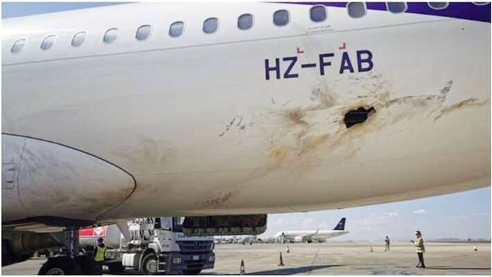 Houthi attack on Saudi Arabia Abha Airport sets passenger plane on fire Houthi attack on Saudi Arabia Abha Airport sets passenger plane on fire