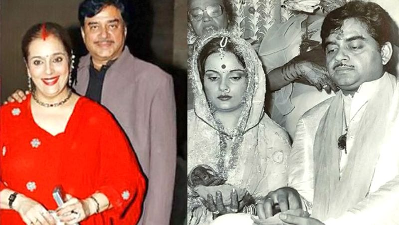शत्रुघ्न सिन्हा-पूनम :
9 जुलाई, 1980 को शत्रु ने एक्ट्रेस पूनम चंदिरामानी से शादी की थी। ये वो दौर था जब शत्रुघ्न का नाम रीना राय से जोड़ा जा रहा था। हालांकि बावजूद इसके दोनों का प्यार वक्त के साथ बढ़ता गया। शत्रुघ्न सिन्हा और पूनम की पहली मुलाकात ट्रेन में हुई थी। पूनम के मुताबिक, ''हम पहली बार एक-दूसरे से पटना से मुंबई की ट्रेन जर्नी के दौरान मिले थे। हमारी बर्थ आमने-सामने थी। हम दोनों रो रहे थे। दरअसल, शत्रुघ्न अपने माता-पिता से दूर हो रहे थे, जबकि मेरी मां ने मुझे डांटा था। पूरी जर्नी के दौरान, शत्रुजी मुझसे बात करने के बहाने ढूंढ रहे थे। इतना ही नहीं, एक बार तो उन्होंने मुझे छूने की कोशिश भी की। कपल के तीन बच्चे हैं। बेटी सोनाक्षी सिन्हा और बेटे लव और कुश।