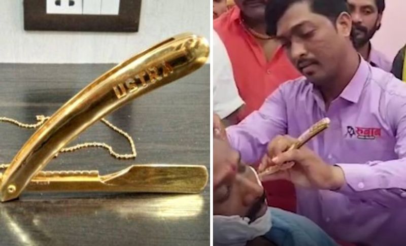 दरअसल, मार्केटिंग का यह अनोखा तरीका पुणे के पास पिंपरी चिंचवाड़ में एक सैलून की दुकान में देखने को मिला है। जहां सैलून मालिक अविनाश बोरुंदिया ने 8 तोले के सोने से यह गोल्ड वाला रेजर बनवाया है। जिसके लिए अविनाश ने करीब 4 लाख रुपए खर्च किए हैं।