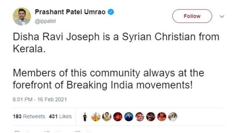 fake claim alleges that climate activist Disha Ravi is from Kerala and belonging to Syrian Christian community