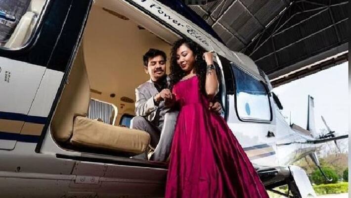 chhattisgarh news couple wedding photoshoot on cm helicopter in raipur after driver of suspended kpr chhattisgarh news couple wedding photoshoot on cm helicopter in raipur after driver of suspended kpr