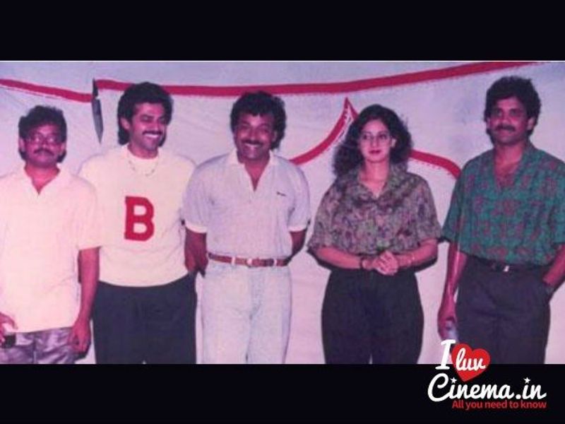 దర్శకుడు వర్మ, చిరు, నాగ్ మరియు వెంకటేష్ తో శ్రీదేవి.