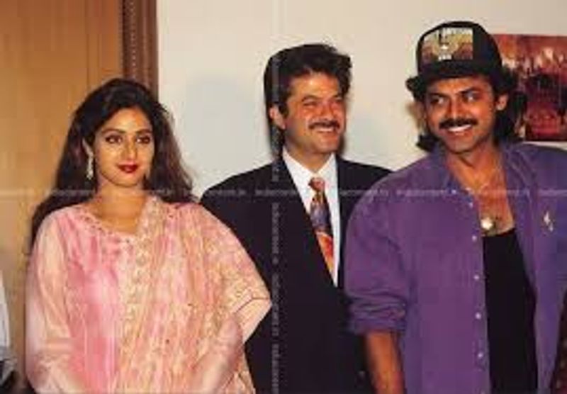 అనిల్ కపూర్ మరియు వెంకటేష్ తో కలిసి నవ్వులు చిందిస్తున్న శ్రీదేవి