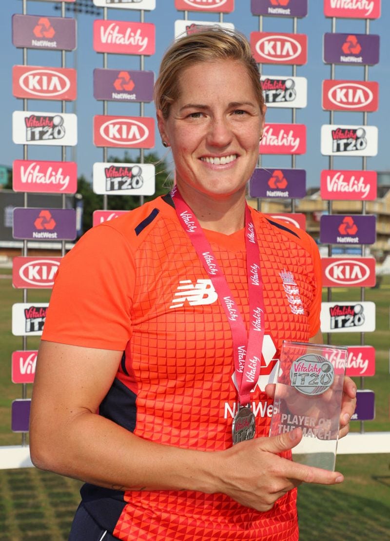 Katherine Brunt
The English all-rounder has played an integral role in England's success across formats, while she has had tremendous success in ODIs, claiming 151 wickets in 121 games. Although she is famous for her striking aggression, fans love her for her extraordinary beauty as well.