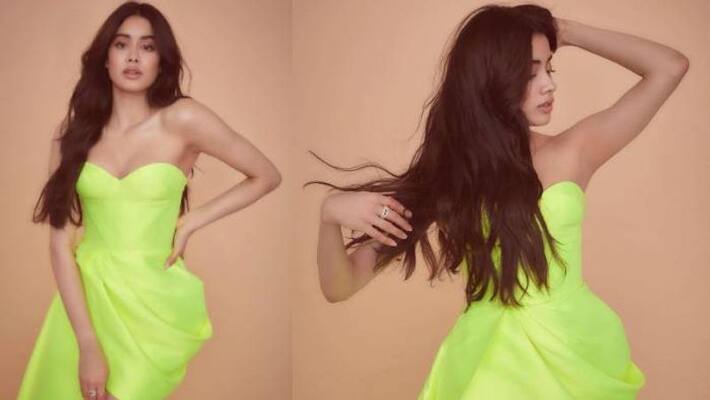 Janhvi Kapoor in Rs 2 lakh fluorescent yellow mini dress Janhvi Kapoor in Rs 2 lakh fluorescent yellow mini dress