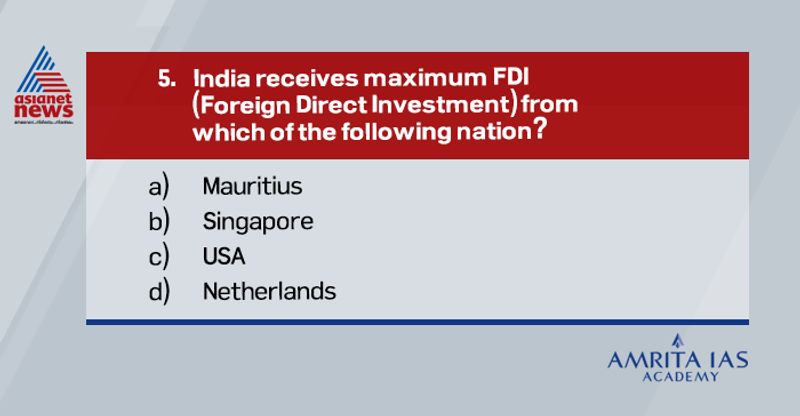 Answer: (b)In the financial year 2020, Singapore had the highest FDI equity inflow to India, which was valued at over 1036 billion Indian rupees, followed by Mauritius valued at over 577 billion Indian rupees.