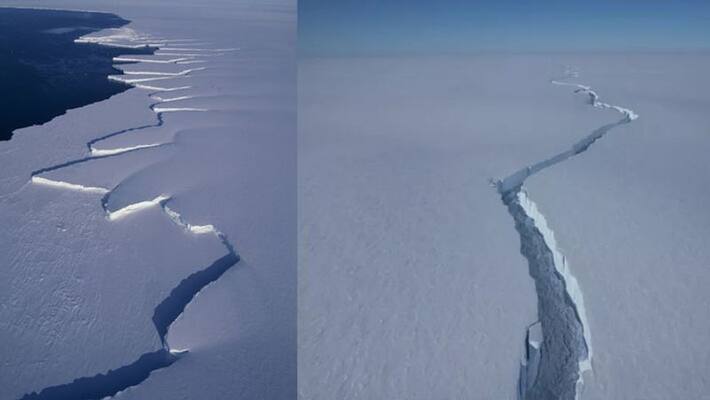 Iceberg breaks off Antarctica Brunt Ice Shelf kpa Iceberg breaks off Antarctica Brunt Ice Shelf kpa