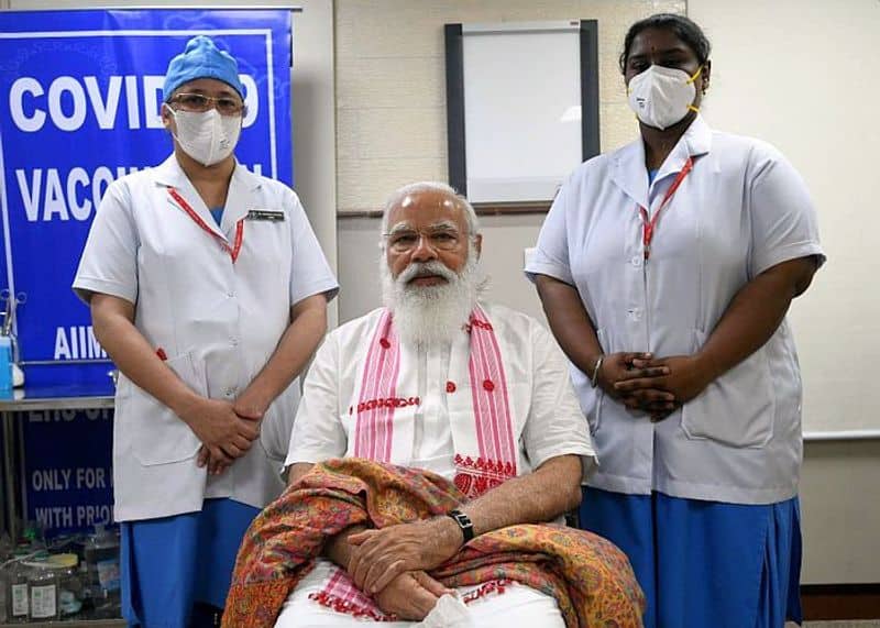 PM Modi takes first dose of Covaxin at Delhi AIIMS