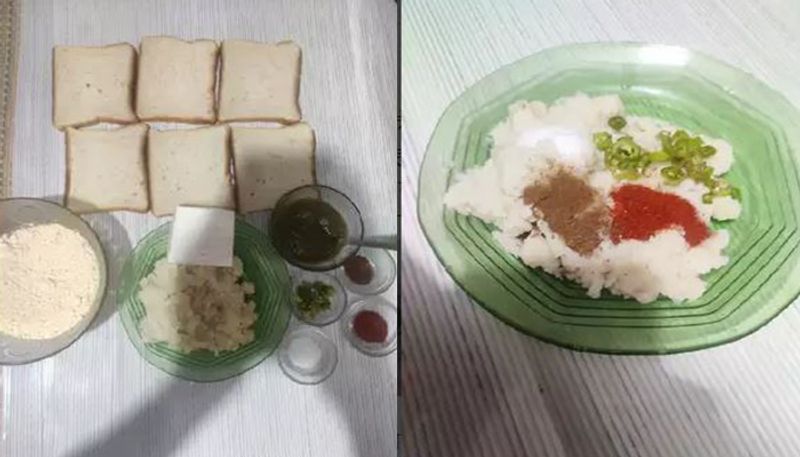 4 आलू, 250 ग्राम बेसन, 8 ब्रेड स्लाइस, 200 ग्राम पनीर, 1/2 छोटी चम्मच भुना जीरा पाऊडर, 1 छोटी चम्मच लाल मिर्च पाऊडर, 1 छोटी चम्मच नमक, 2-3 बारीक कटी हरी मिर्च, हरी धनिया की चटनी, तलने के लिए तेल
