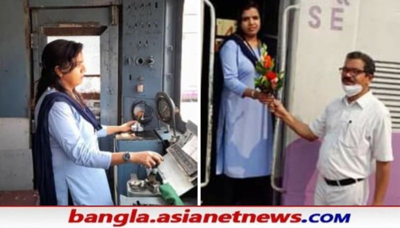 <p> নারীদিবসে মহিলা ট্রেন চালককে ফুল উপহার দিলেন ভারতীয় রেলের তরফে এক কর্মচারী</p>