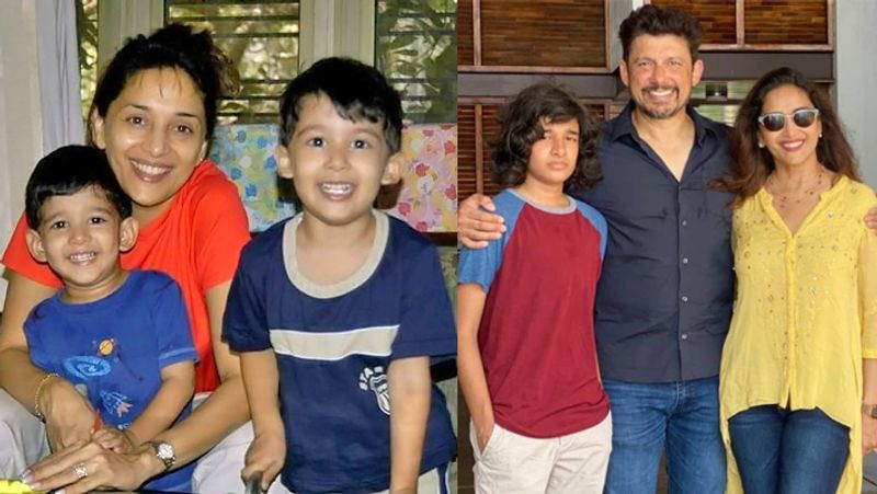 इसके अलावा माधुरी दीक्षित ने एक और फोटो शेयर की है, जिसमें वो छोटे बेटे रियान को गोद में लिए मुस्कुरा रही हैं। वहीं बड़ा बेटा अरिन भी मां के पास खड़ा दिख रहा है। माधुरी के दोनों बेटों का बर्थडे मार्च में ही आता है।