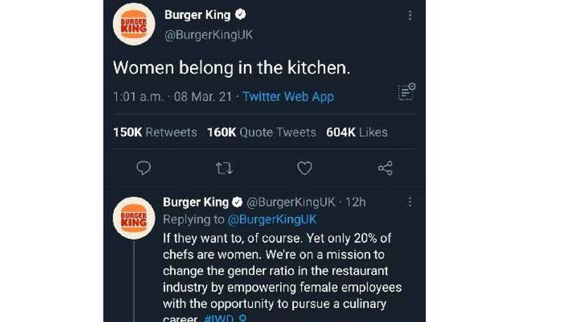 Burger King Apologizes and deletes sexist tweet Women Belong in the Kitchen
