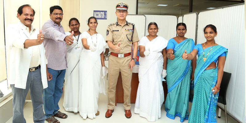 ap dgp gowtham sawang Receives First Shot of Covid 19 Vaccine ks