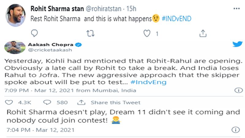 सोशल मीडिया पर भी रोहित को नहीं खिलाने को लेकर कैप्टन विराट कोहली को काफी ट्रोल किया जा रहा है। कोई भारत की हार का कारण रोहित को न खिलाना बता रहा है, तो कोई कह रहा है, कि ये सबसे बड़ी गलती है। 