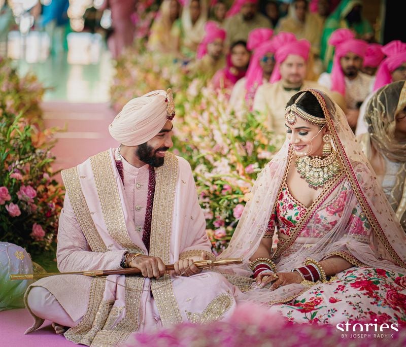 Jasprit Bumrah
Starting with the man of the moment, number one Indian pacer Jasprit Bumrah was conspicuous after he took some time off from the ongoing Twenty20 International series against England owing to some personal reasons. Eventually, the secret reason turned out to be for his wedding. He got hitched to TV presenter Sanjan Ganesan, previously associated with Star Sports and was recently the presenter from Indian Premier League franchise Kolkata Knight Riders.