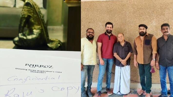 prithviraj shares the photo of barroz script prithviraj shares the photo of barroz script