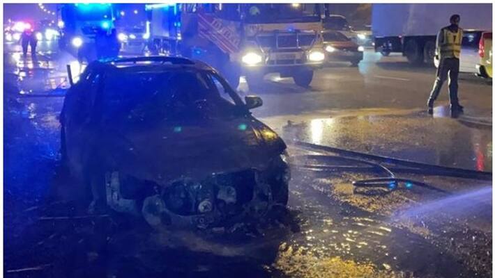 Car catches fire in uae Car catches fire in uae