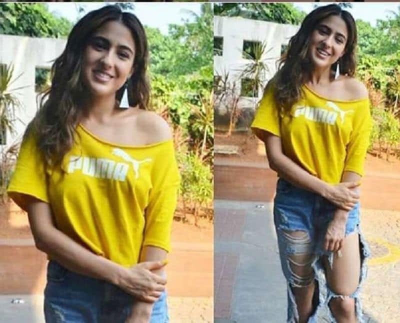 <p style="text-align: justify;"><strong>Sara Ali Khan</strong><br />
Sara looked beautiful in a casual puma one shoulder barred t-shirt and ripped jeans.</p>