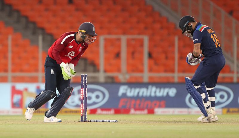 Virat Kohli records yet another unwanted
Just when it seemed Kohli was back to his form, he was stumped for a mere single. Incidentally, it was the first time in T20Is that he had been dismissed in the manner.