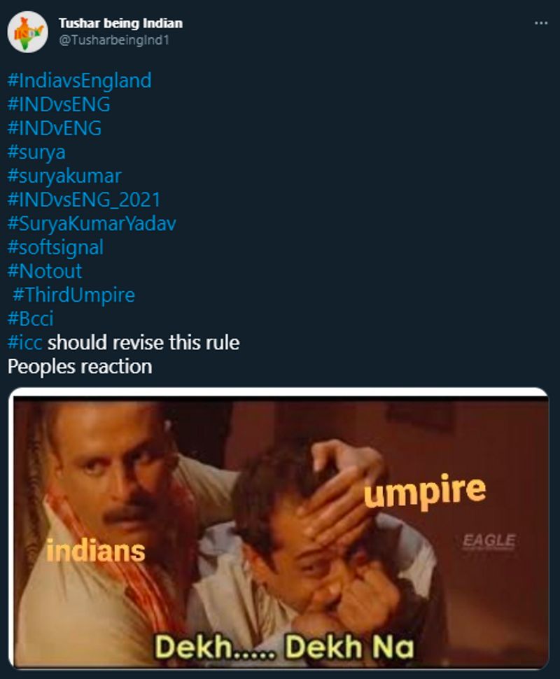 This user depicts the Indians trying to make the third umpire understand.
