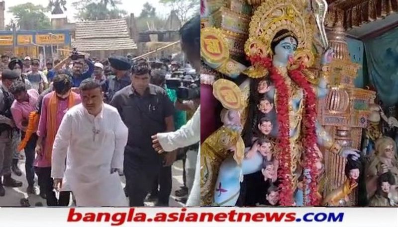 <p>প্রচারে বেরোনোর আগে কালী মন্দিরেও পুজো দেন তিনি।</p>
