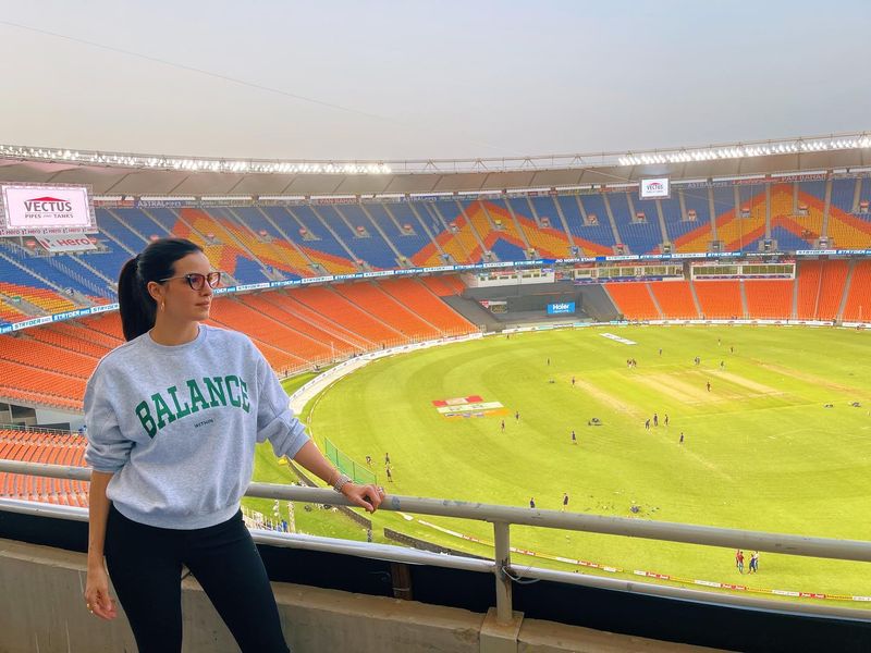 During the fourth T20I on Thursday, Natasa travelled to the Narendra Modi Stadium in Ahmedabad to catch all the action live. She shared a couple of pictures of the same on social media.