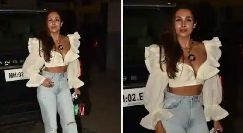 Last night, Malaika wore a ruffled crop top with distressed denims to Seema Khan's birthday bash recently. According to fashion police, the top she was wearing is worth Rs 47k by Zimmermann.