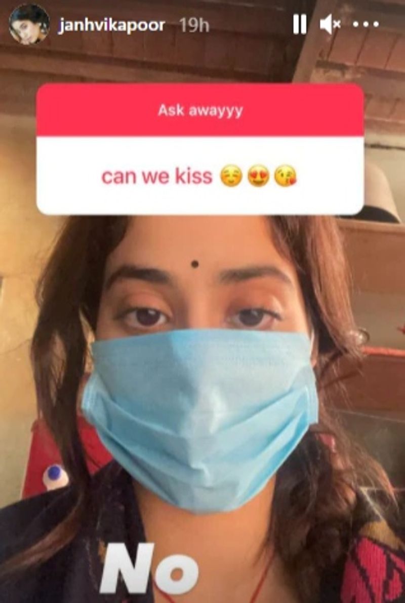 The fan asked her, "Can we kiss". Janhvi Kapoor had a solid response to it, as she posted her selfie with mask-on and said 'NO'.