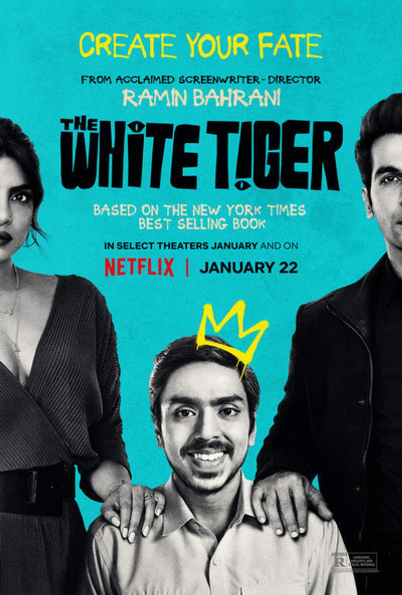 The White Tiger
A recent release on the web narrates the story of an ambitious driver of a wealthy Indian family; who takes a leap of faith with his quick wit and cunning to escape poverty rose to the top as an entrepreneur. The film has garnered many praises for its impressive performances. Starring Rajkummar Rao, Priyanka Chopra and Adarsh Gaurav.
