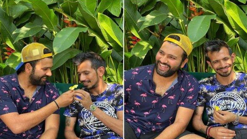 భారత క్రికెటర్లు రోహిత్ శర్మతో స్పిన్నర్ యజ్వేంద్ర చాహాల్... చాహాల్ ఇన్స్టాగ్రామ్లో పోస్టు చేసిన పిక్స్...