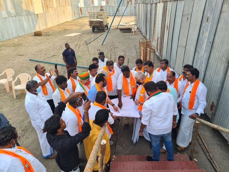 BJP MP Rajeev chandrasekhar site visit for PM Narendra modi Pondicherry  program on march 30