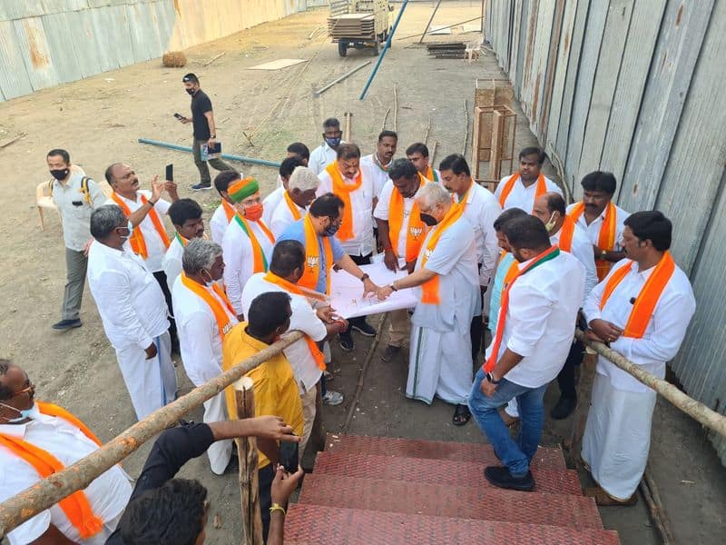 BJP MP Rajeev chandrasekhar site visit for PM Narendra modi Pondicherry  program on march 30