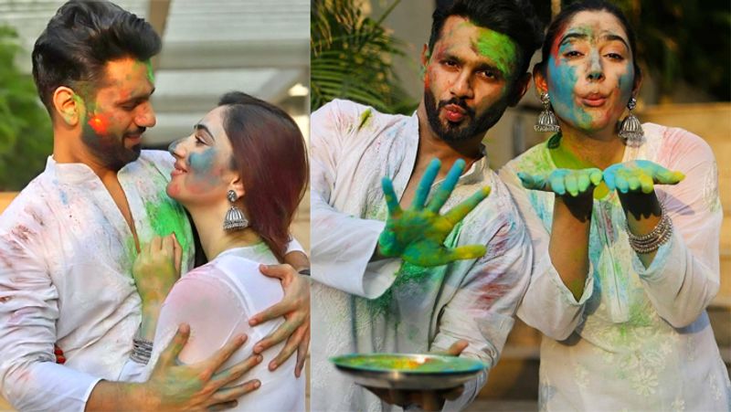 बिग बॉस 14 फेम राहुल वैद्य ने गर्लफ्रेंड दिशा परमार के साथ होली का त्योहार मनाया। 