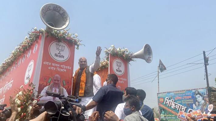 Amit Shah arrives in Nandigram West Bengal for roadshow kpn Amit Shah arrives in Nandigram West Bengal for roadshow kpn
