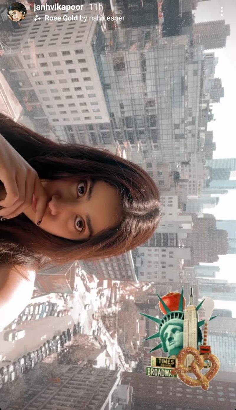 Today, a few hours back, Janhvi teased her fans by posting a gorgeous picture on Instagram stories basking under the Sun in one shot. And, in another, she gave a sneak peek of the stunning skyline of New York.