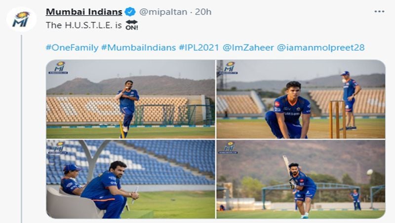पिछले सीजन की चैंपियन टीम मुंबई इंडियंस ने मंगलवार को आगामी सीजन ने लिए अपनी प्रैक्टिस सेशन की कुछ तस्वीरें शेयर की और लिखा कि 'H.U.S.T.L.E. चालू है।' एमआई के खिलाड़ियों की ये तस्वीर सोशल मीडिया पर खूब वायरल हो रही है।