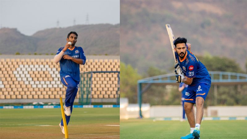 इन फोटोज में नए खिलाड़ी के रूप में गेंदबाज जयंत यादव, आलराउंडर अर्जुन तेंदुलकर और बल्लेबाज अनमोलप्रीत सिंह प्रैक्टिस करते हुए दिख रहे हैं, जिनकी ट्रेनिंग पूर्व खिलाड़ी और एमआई के कोच जहीर खान ले रहे हैं।