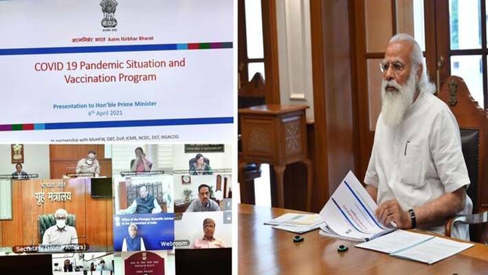 PM Modi chairs high-level meet to review COVID situation as cases surge-dmm PM Modi chairs high-level meet to review COVID situation as cases surge-dmm