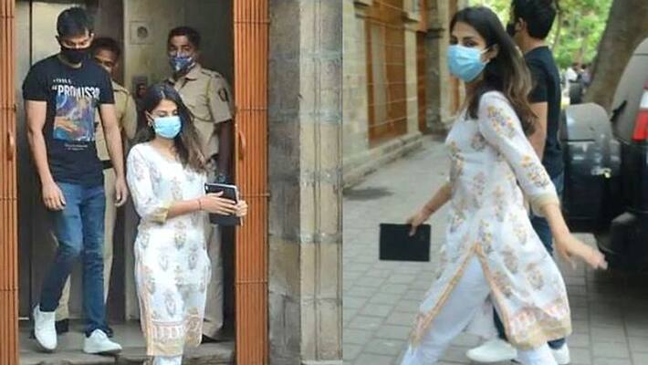 Rhea Chakraborty Spotted with brother Showik outside at NCB Office kpg Rhea Chakraborty Spotted with brother Showik outside at NCB Office kpg