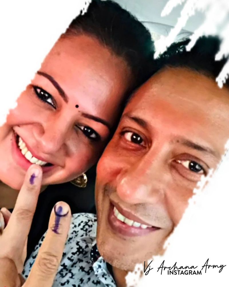 கணவருடன் வாக்களித்த அர்ச்சன