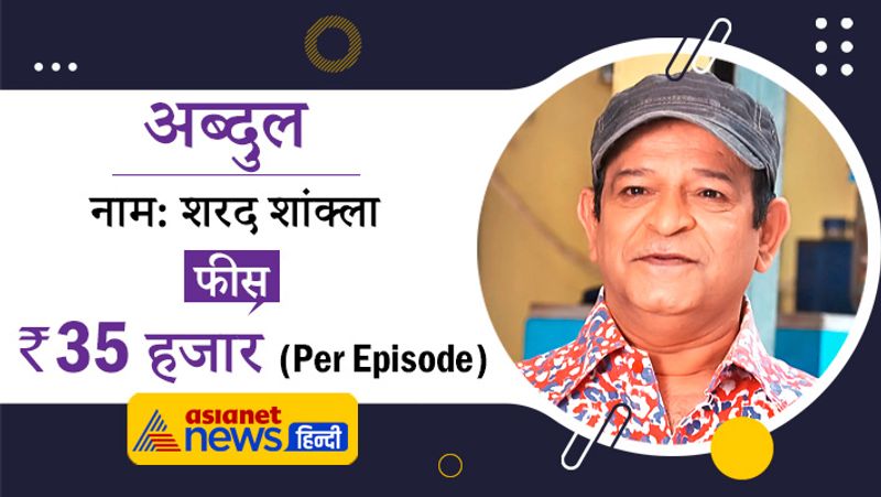शरद जो कि अब्दुल का किरदार निभाते हैं, उन्हें हर एपिसोड का 35 हजार रुपए मिलता है।