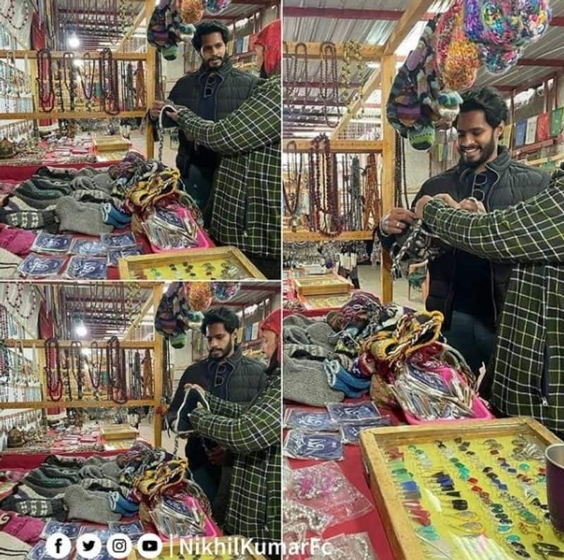 Kannada Actor Nikhil Kumaraswamy seen shopping for wife revathi in Le Ladakh vcs